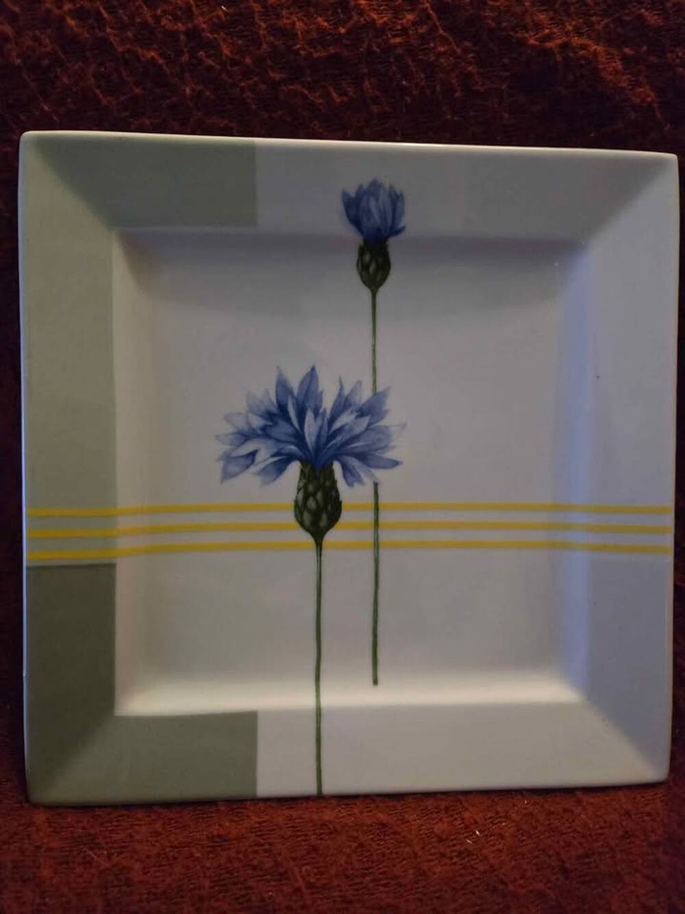 Studio Nova CD208 Blue Bonnet Fine Porcelain Square Salad Plate
